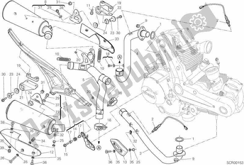 Todas as partes de Sistema De Exaustão do Ducati Monster 659 Australia 2013